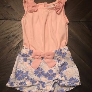 Pink and blue floral romper
